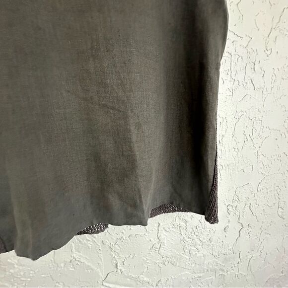 CALVIN KLEIN Linen Vest Women Size Small Knit Linen Button Front Relaxed Green - Picture 3 of 5